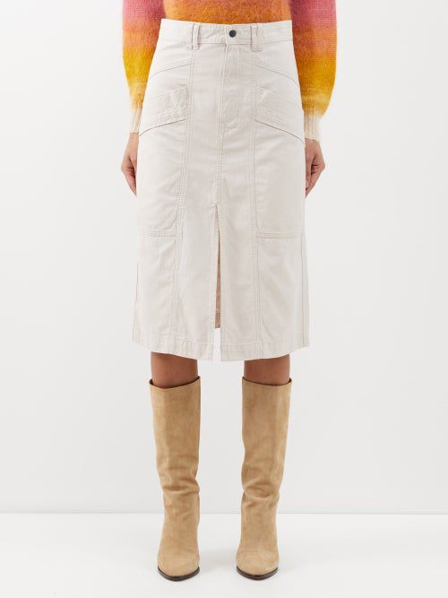 Prime high-rise cotton-blend midi skirt