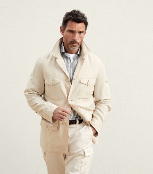Linen-Wool Fresco Safari Jacket