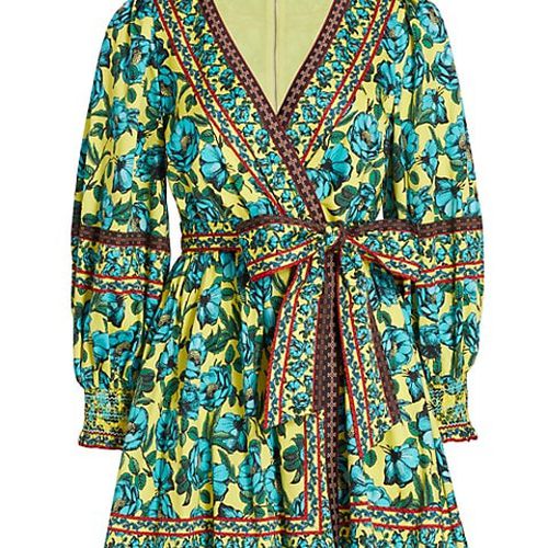 Alice + Olivia | Simona Printed Mini Wrap Dress