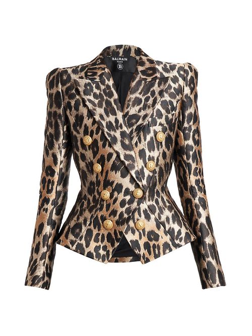 Leopard-Print Jacquard Jacket